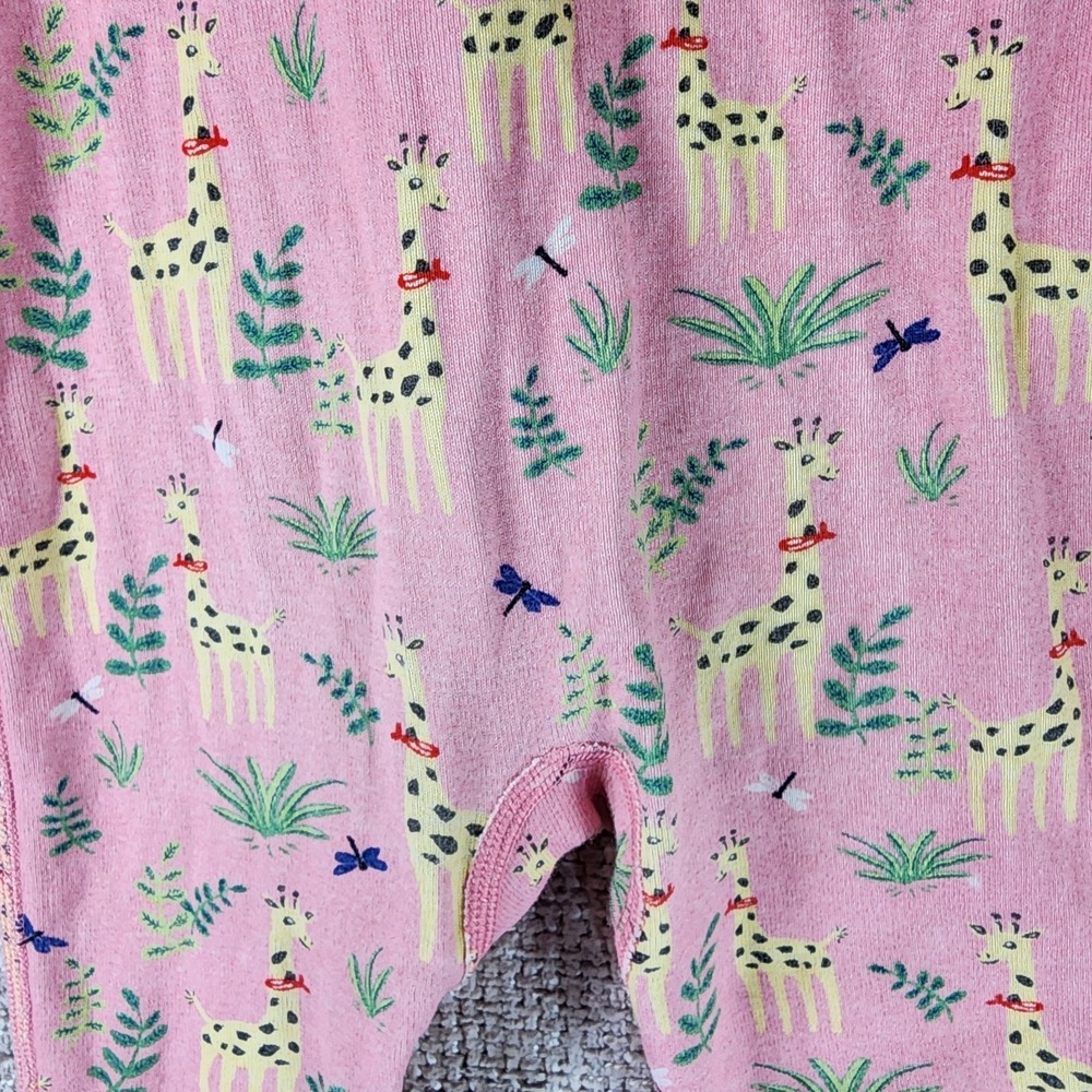 Hanna Andersson Sleeper Pajamas Size 3T Pink Giraffes Organic Cotton Zip‎ - Picture 9 of 10